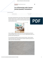 Rate Analysis of Plastering With Cement Mortar - Quantity Calculation