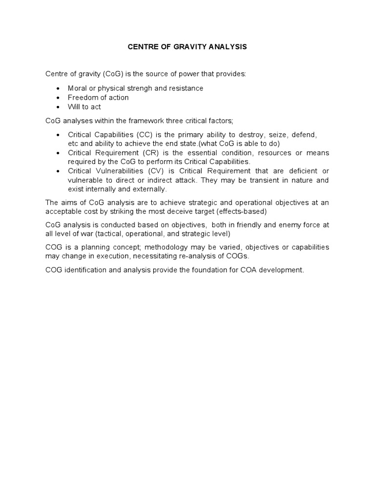 Centre of Gravity Analysis | PDF