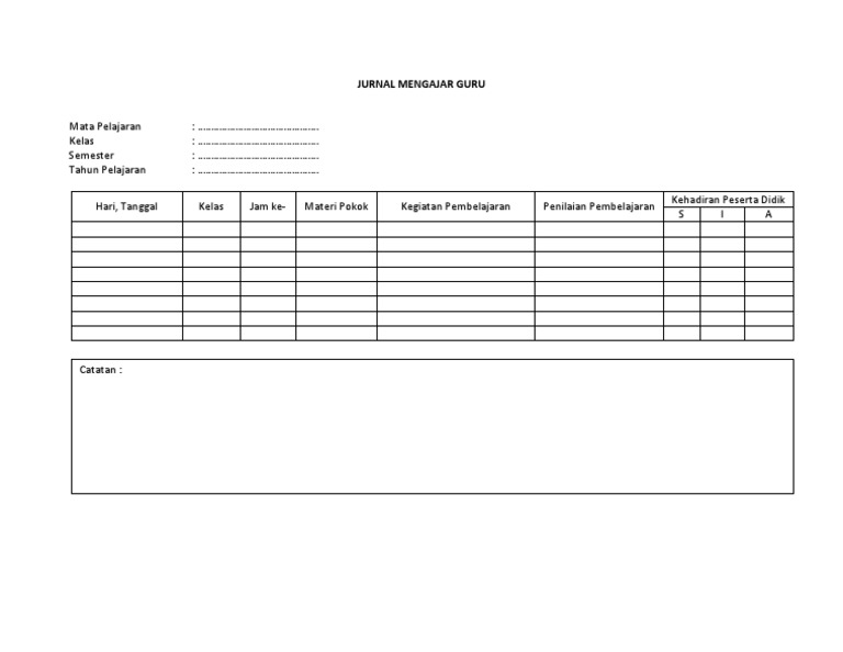 Contoh Jurnal Mengajar Guru SMP | PDF