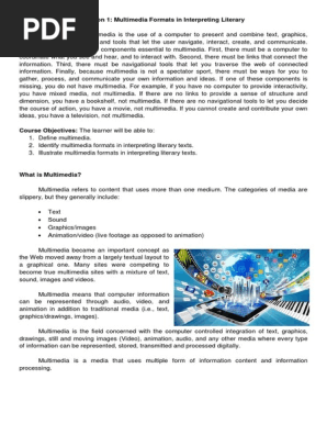 Lesson 1 Multimedia Formats in Interpreting Literary