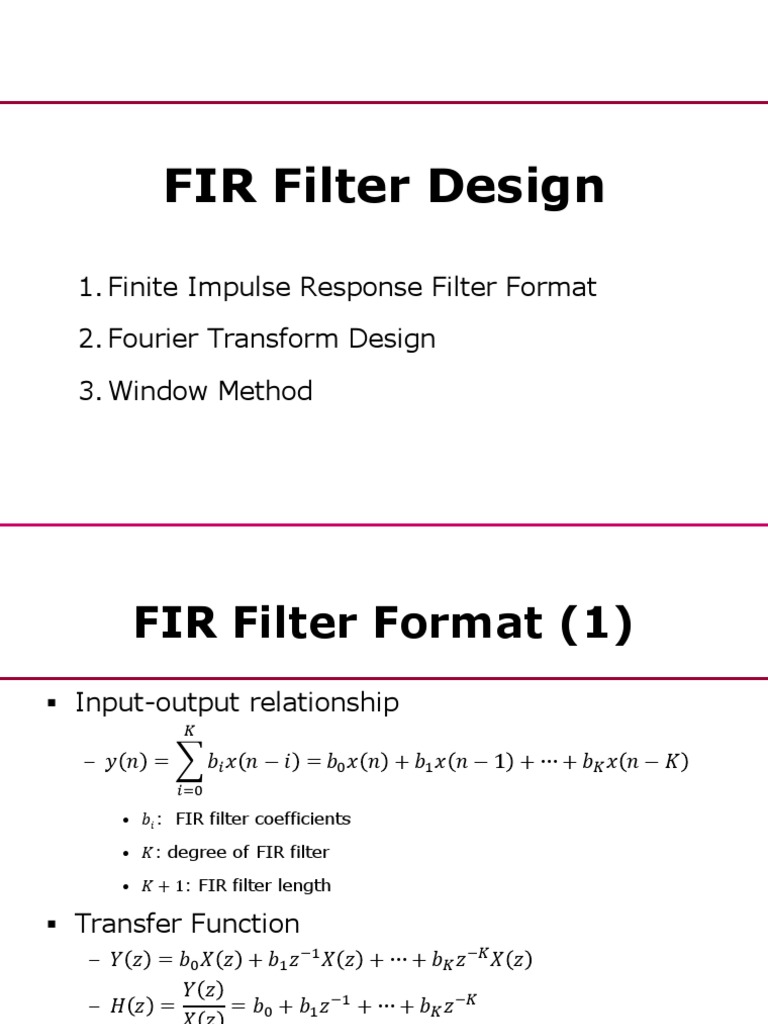 FIR Filter Design Techniques Overview | PDF | Filter (Signal Processing ...