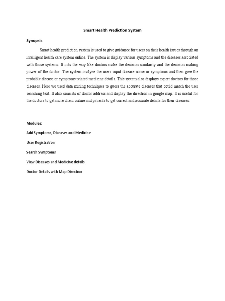 Smart Health Prediction System | PDF | Self-Improvement