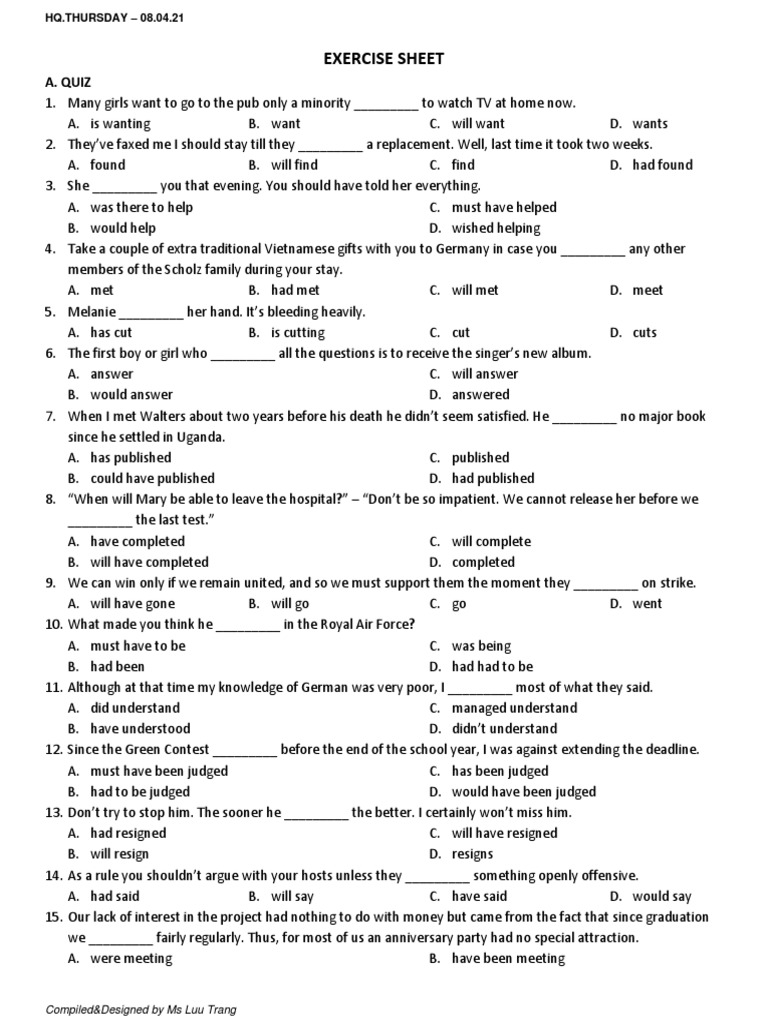Exercise Sheet: A. Quiz | PDF | Memory