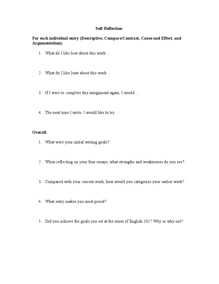 Self-Reflection on Writing Progress | PDF | Psychological Concepts ...