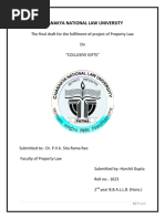 Chanakya National Law University: The Final Draft For The Fulfilment of Project of Property Law On "Collusive Gifts"