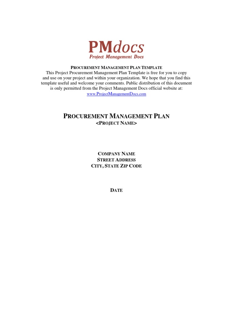 Project Procurement Management Plan | PDF | Procurement | Project ...