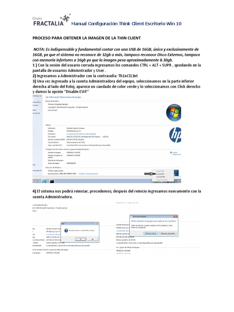 Configuración Think Client en Win 10 | PDF | Contraseña | USB