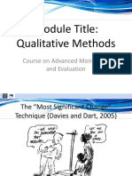 Qualitative Methods Course on Advanced MSC Technique