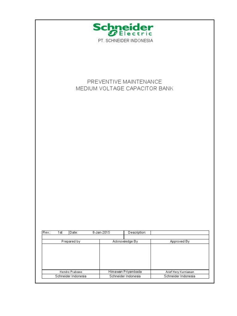 Procedure MV Capacitor Bank Maintenance PDF Electrical Engineering