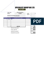 Specialist Group Inc LTD: Invoice