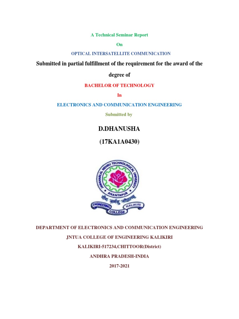 Optical Intersatellite Communication Documentation PDF