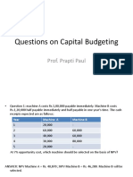 Questions On Capital Budgeting For Class Use