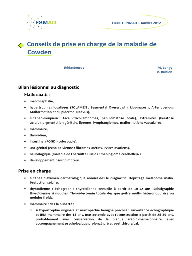 Prise en charge de la maladie de Cowden | PDF | Cancer | RTT