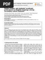 Mother Tongue and Students' Academic Performance in English Language Among Secondary School Students