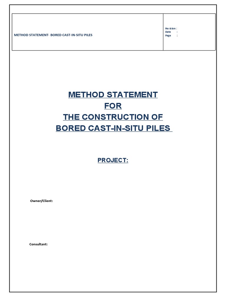 Method Statement Bored Pile | PDF | Deep Foundation | Casing (Borehole)