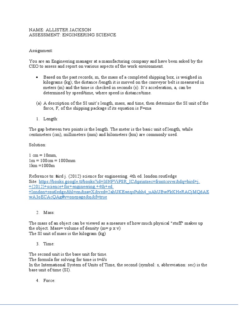 Engineering Science Assessment Report | PDF | Electrical Impedance ...