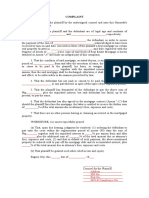 Complaint For Foreclosure of Real Estate Mortgage