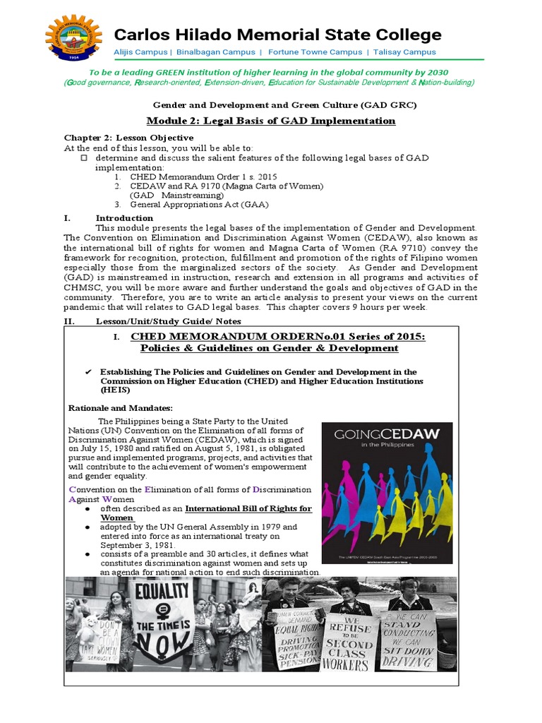 Legal Framework for GAD in the Philippines | PDF | Convention On The ...
