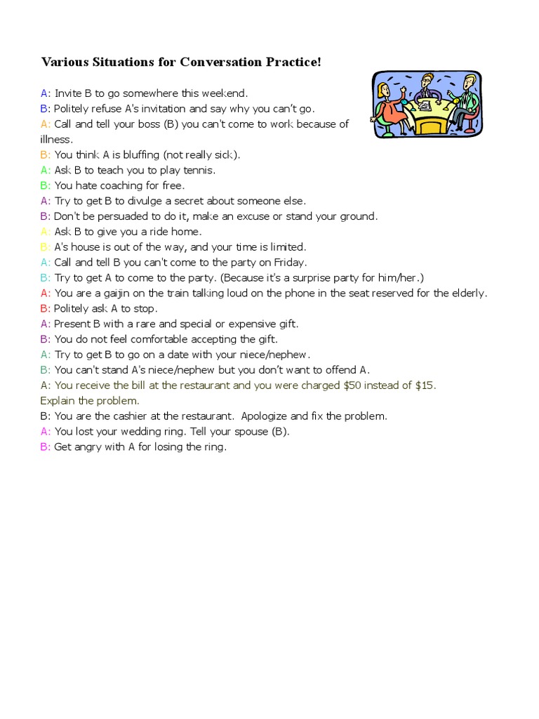 Role-Play Scenarios for ESL Learners | PDF