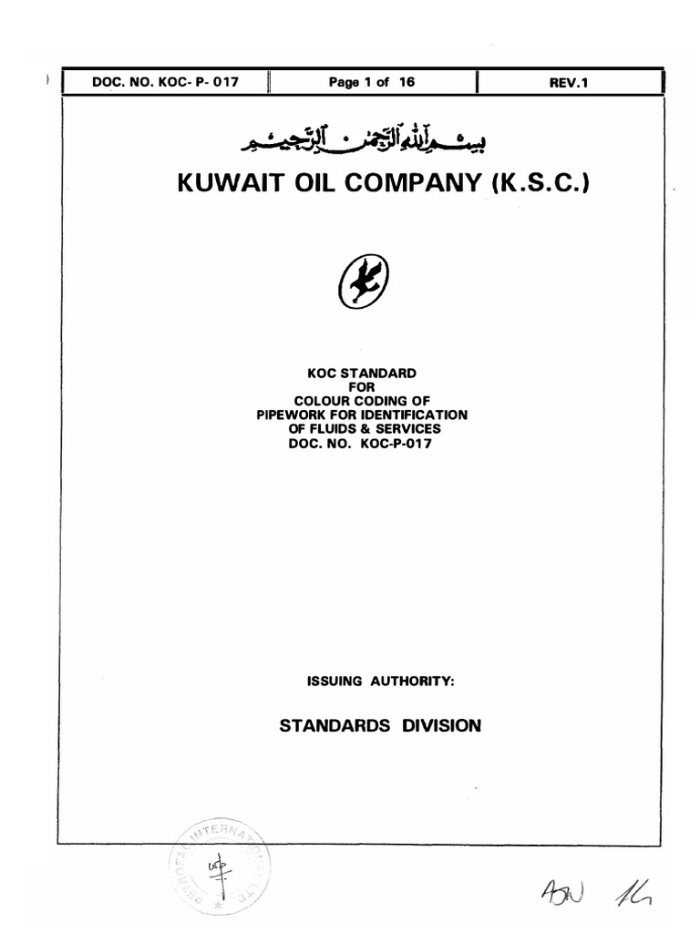 Company (K.S.C.) ,1 Kuwait Oil PDF Pipe (Fluid Conveyance
