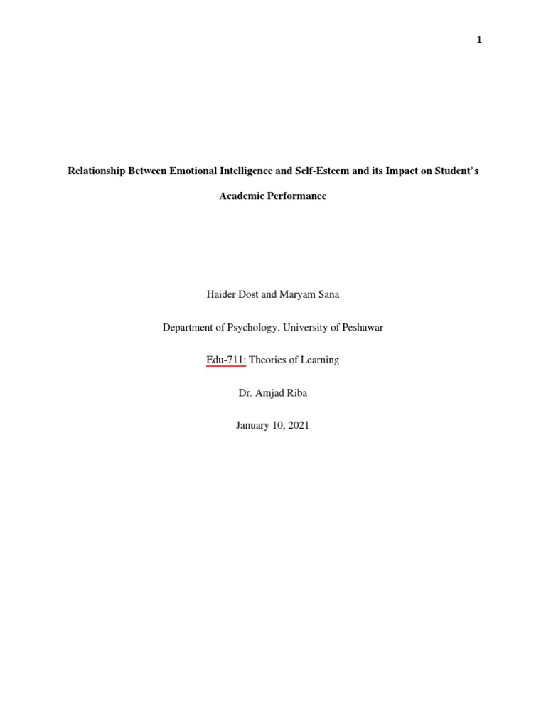 Relationship Between Emotional Intelligence and Self | PDF | Emotional ...