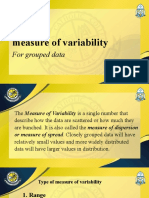 Measure of Variability: For Grouped Data