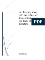 An Investigation Into The Effect of Concentration On The Rate of Reaction
