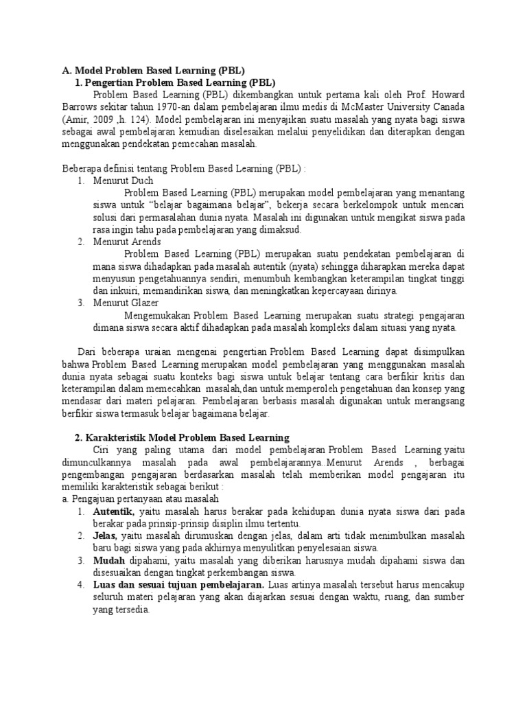 Karakteristik Problem Based Learning | PDF | Karier & Perkembangan ...