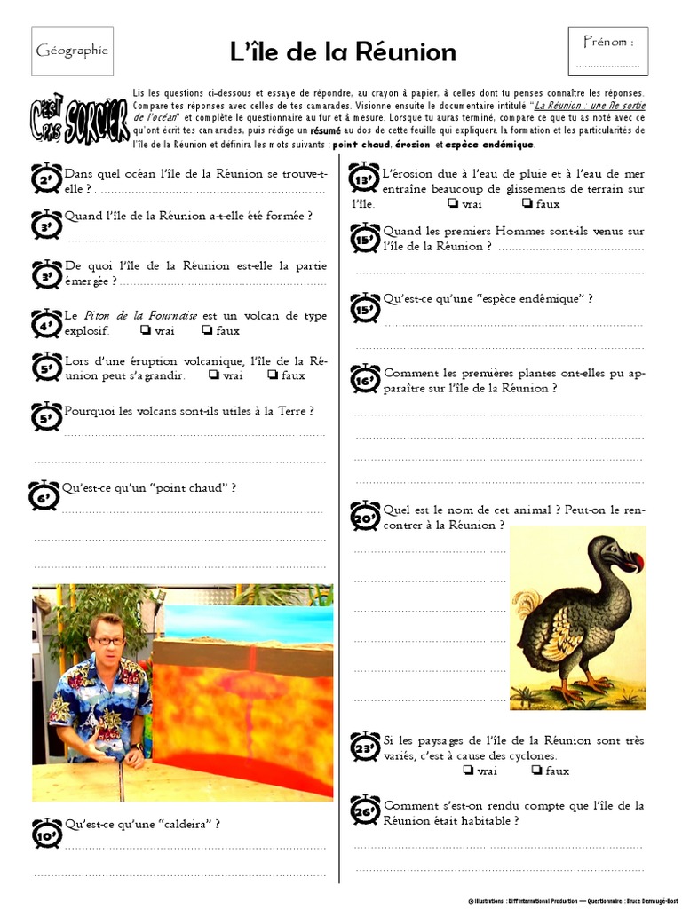 Questionnaire C Est Pas Sorcier Le Système Solaire C'est Pas Sorcier DVD11d - La Réunion Une Île Sortie de L'océan | PDF |  Volcan | Éruption volcanique