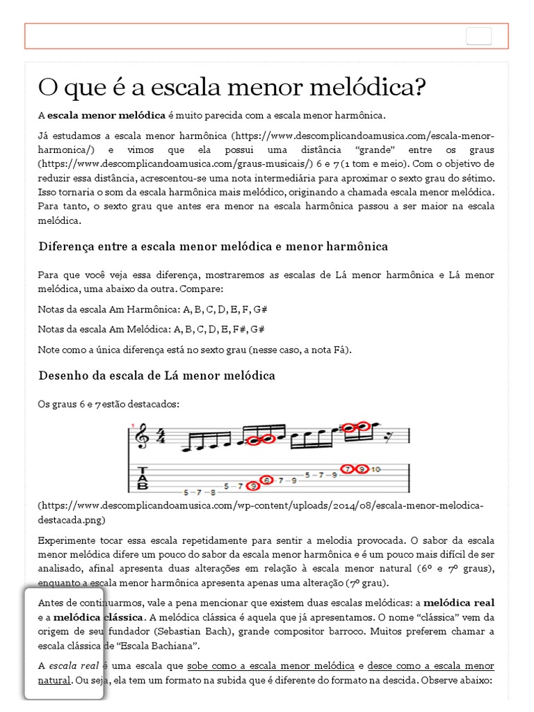 Tudo Sobre A Escala Menor Melódica - Teoria Musical | PDF | Escala ...