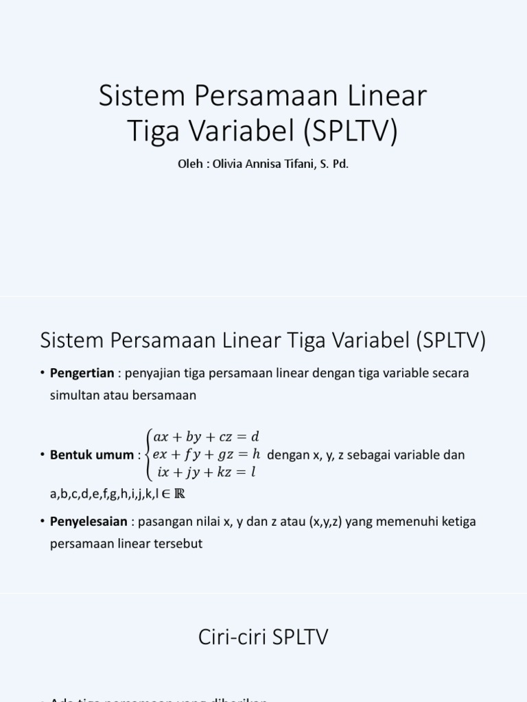 M6-Sistem Persamaan Linear Tiga Variabel (SPLTV) | PDF