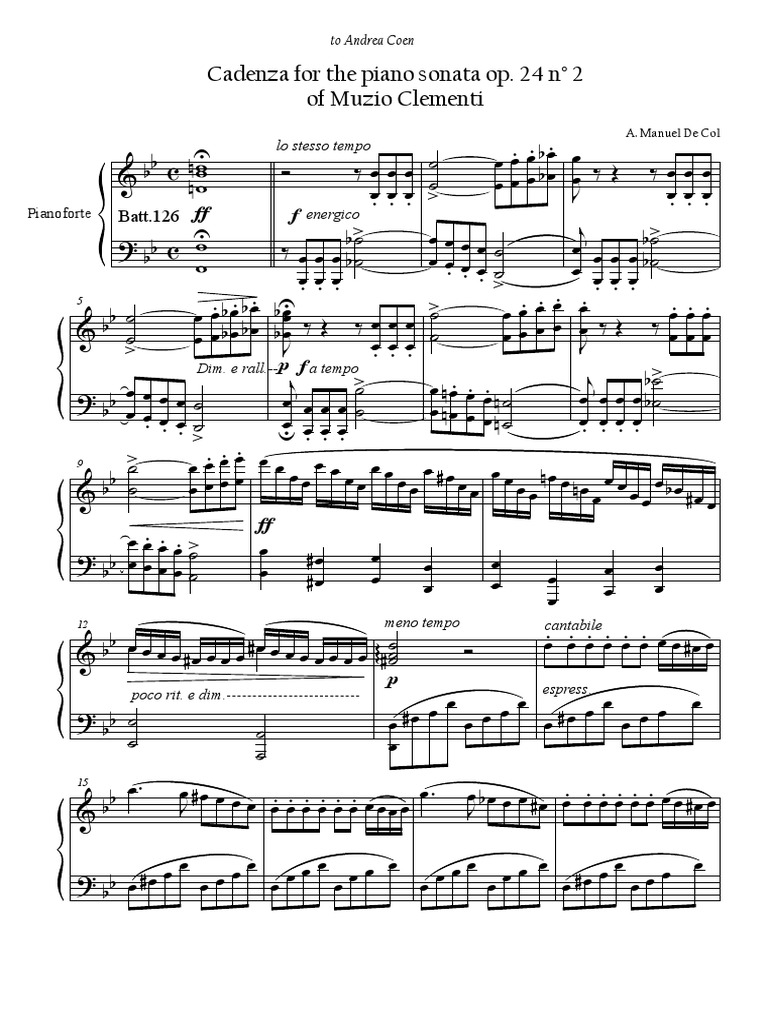 Cadenza for Clementi Sonata Op. 24 No. 2 | PDF | Musical Notation ...