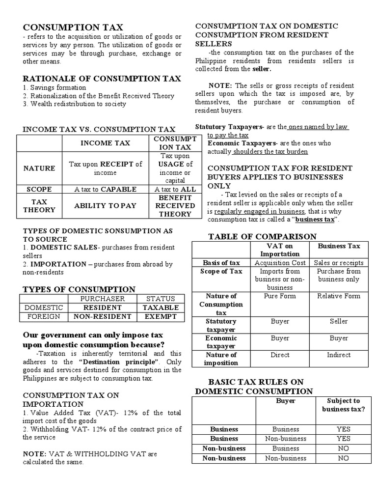 Rationale of Consumption Tax | PDF | Value Added Tax | Government Finances