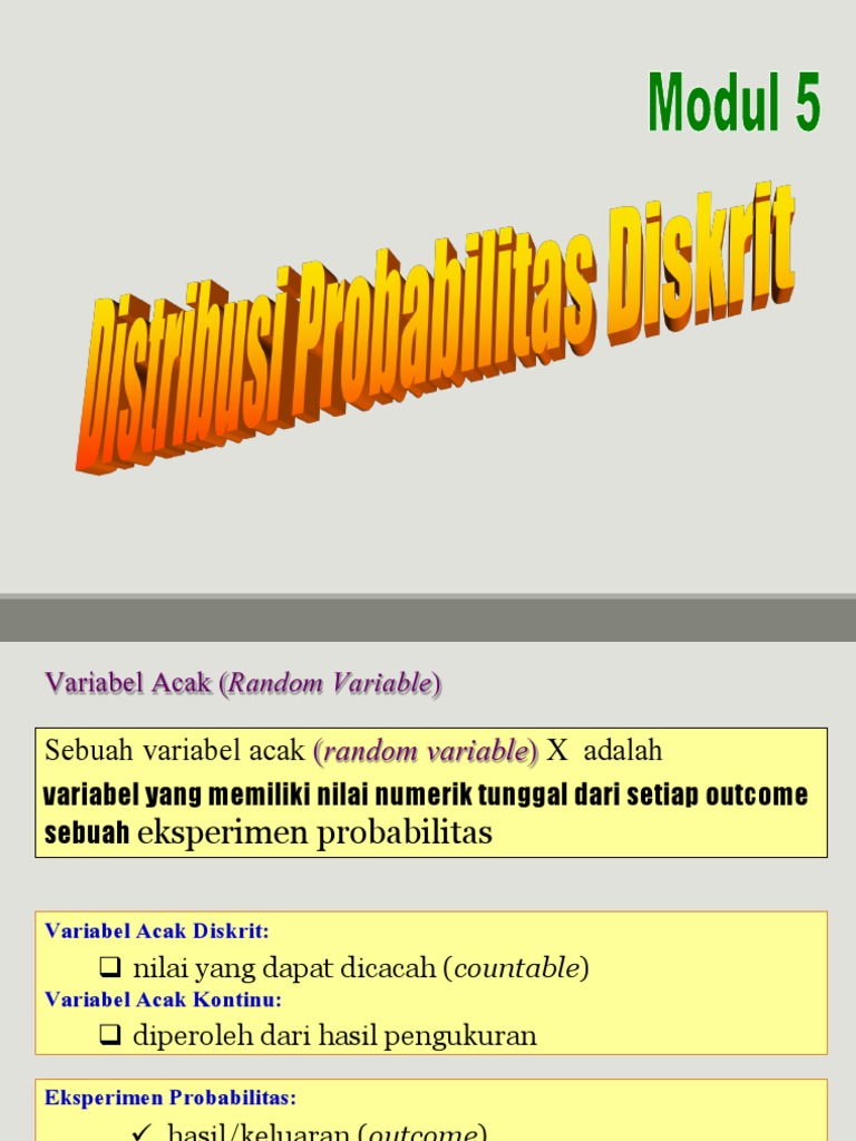 Distribusi Probabilitas Variabel Acak | PDF | Metode & Bahan Ajar