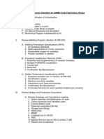 Authorized Inspector Checklist For ASME Code Fabrication Shops