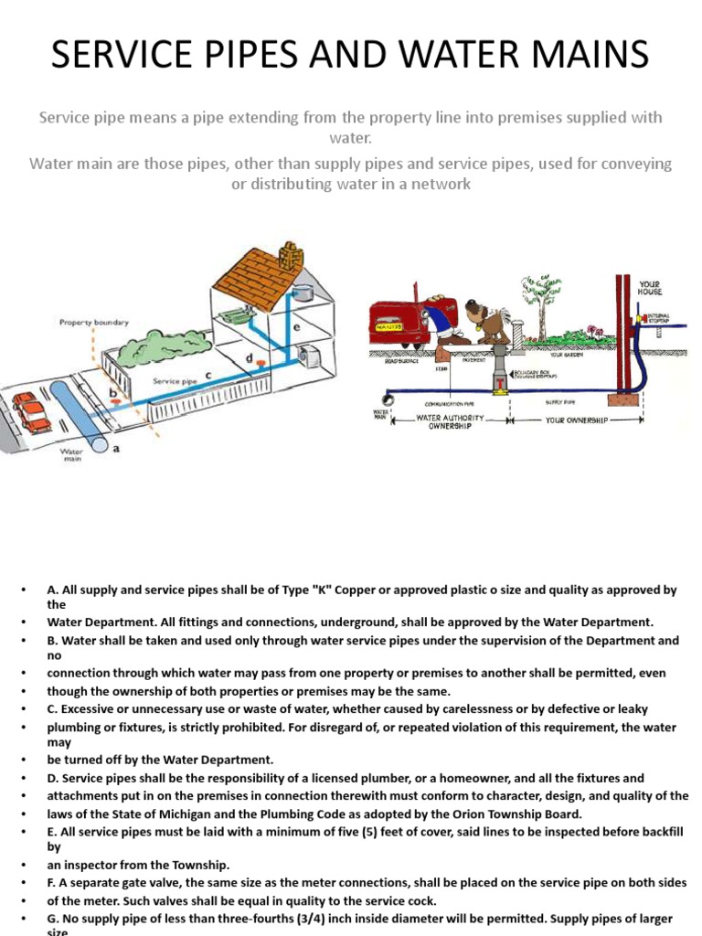 Service Pipes and Water Main Regulations | PDF | Plumbing | Pipe (Fluid ...