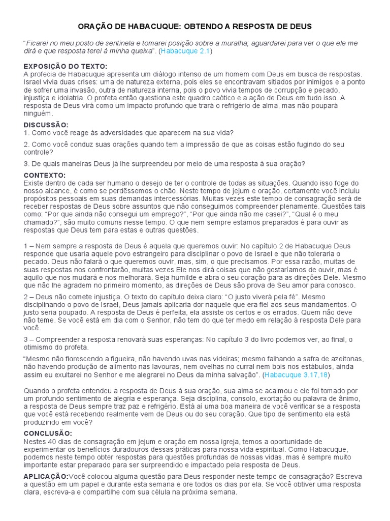 6 - Oração de Habacuque Obtendo A Resposta de Deus | PDF | Deus | Oração