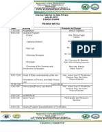 Training Matrix for Data Privacy Seminar