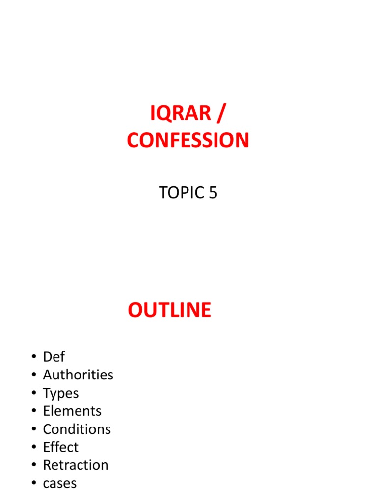 Understanding Iqrar in Islamic Law | PDF | Sharia | Islamic Behaviour ...