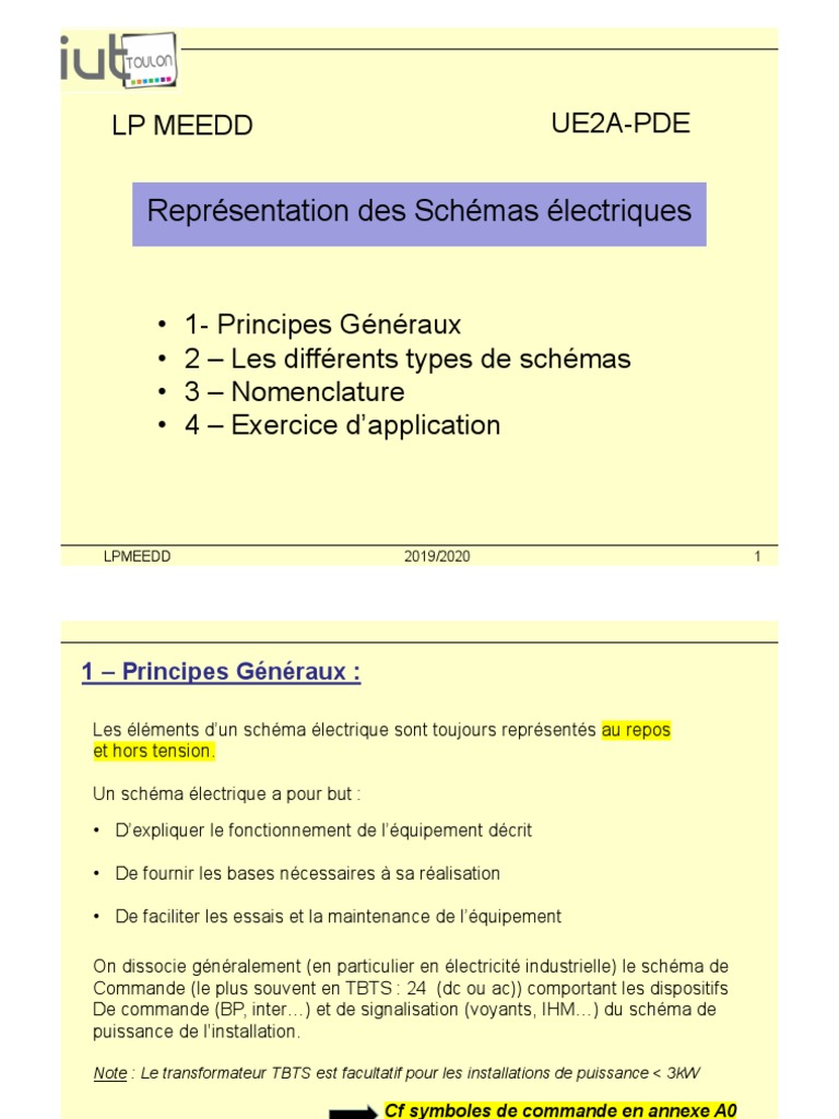 Par Convention Un Schéma électrique Est Dessiné Hors Tension IUT Toulon Ue2a-Pde - ch3 - Schemas Élec Représentation | PDF |  Électrotechnique | Obliger