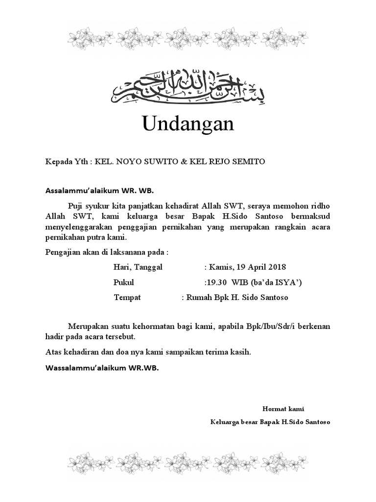 Undangan Pengajian Pernikahan | PDF
