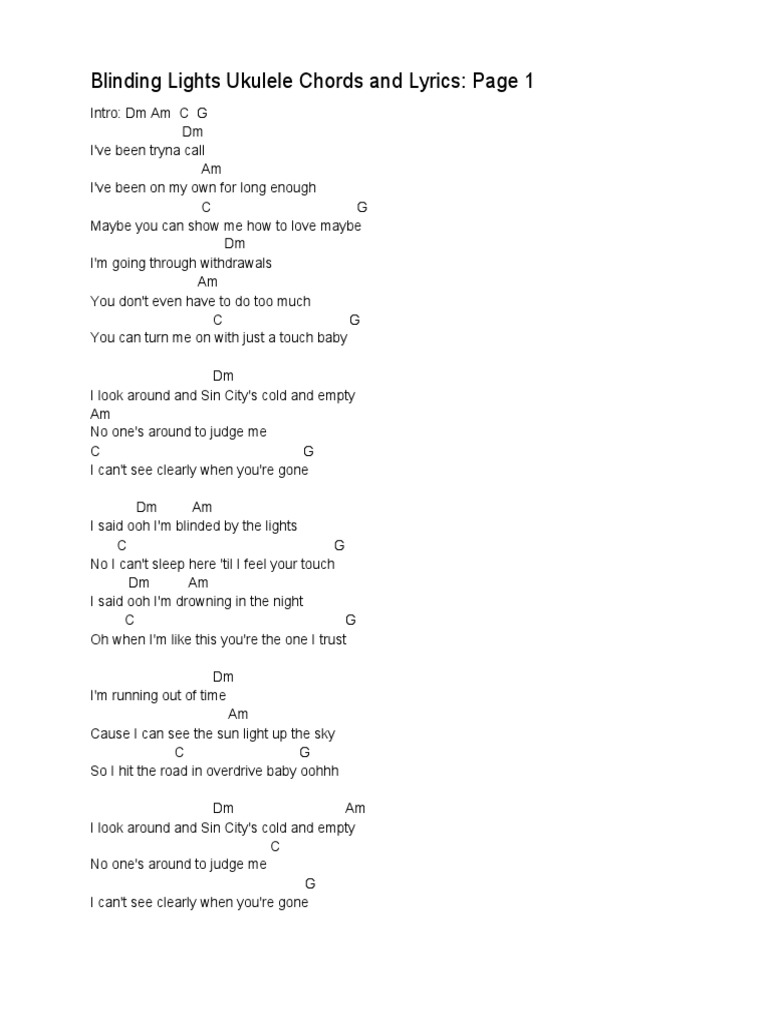 Bathroom Light Ukulele Chords