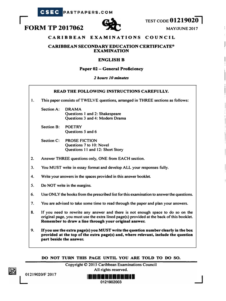 Csec English B June 2017 P2 Pdf Writing Poetry