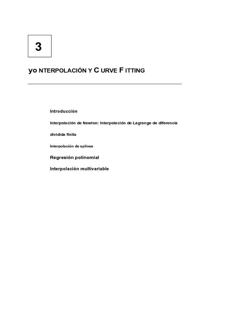Interpolation Curve Fitting Español PDF Spline (Matemáticas