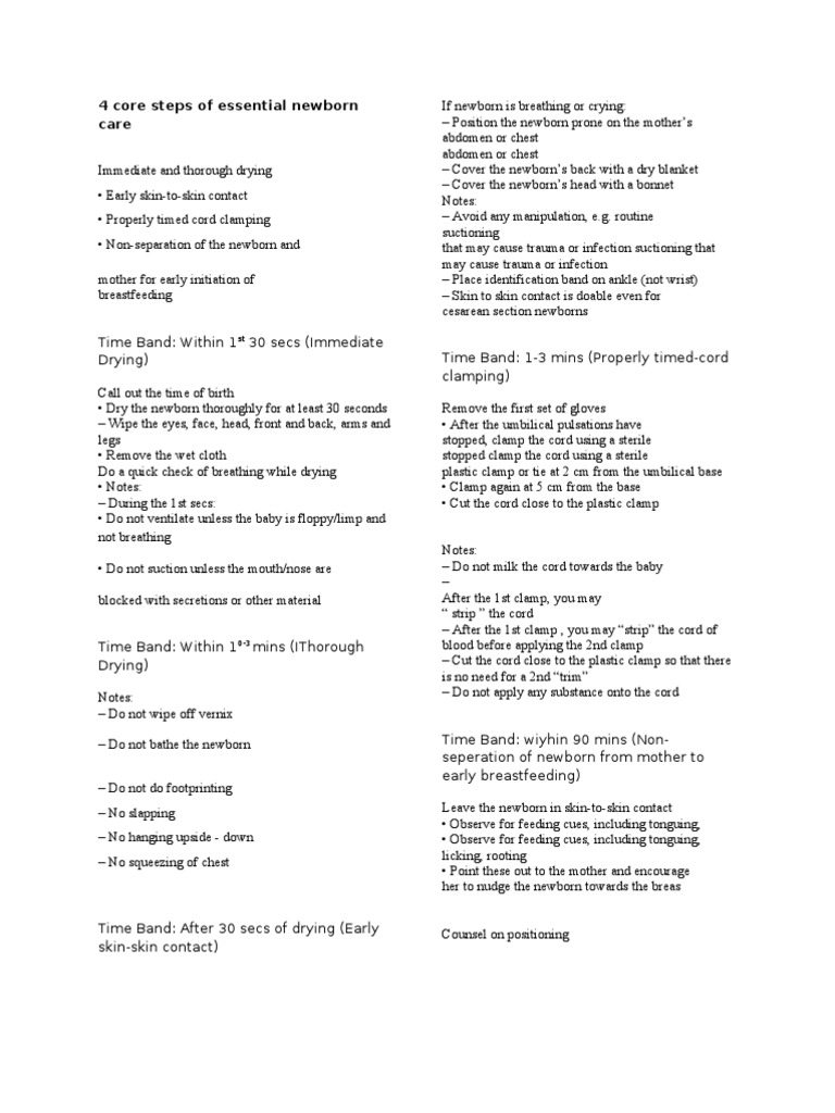 4 Core Steps of Essential Newborn Care Breastfeeding Infants