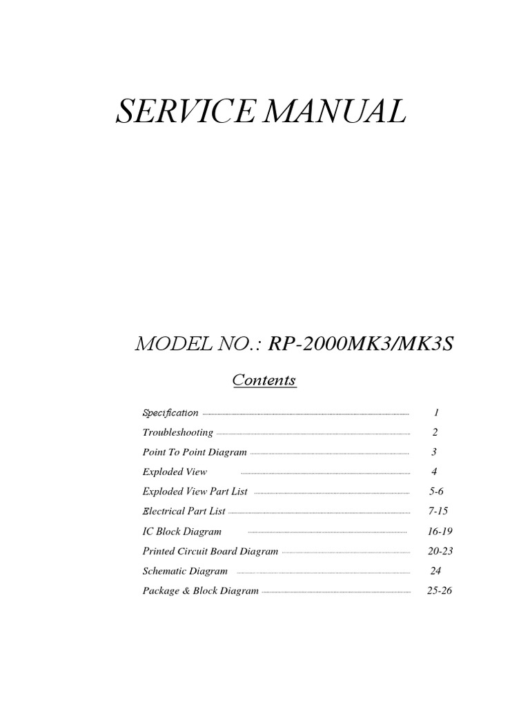 RP-2000MK3 Service Manual Overview | PDF | Phonograph | Electrical ...