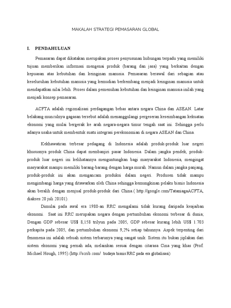 Makalah Strategi Pemasaran Global
