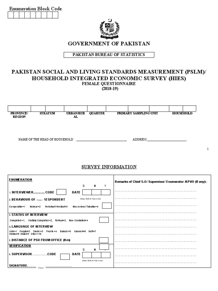 Government of Pakistan: Enumeration Block Code | PDF | Pension | Employment