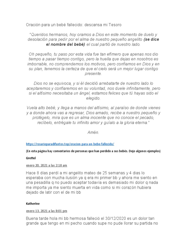 Oracion Para Un Bebe Fallecido Oracion Religion Y Creencia
