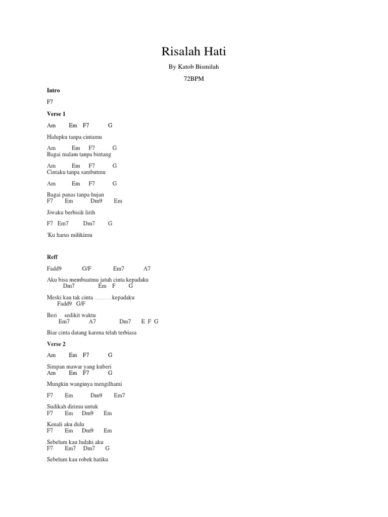 Risalah Hati Chord by Katob PDF